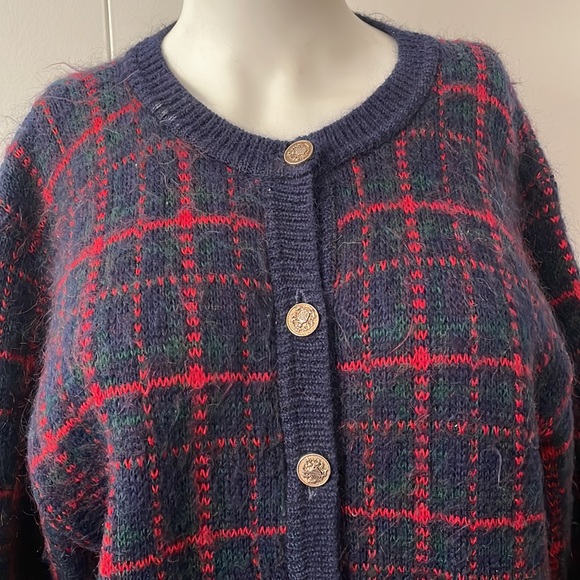 Vintage Equorian Heritage Navy & Red Knit Cardigan Sz Md - Picture 3 of 12